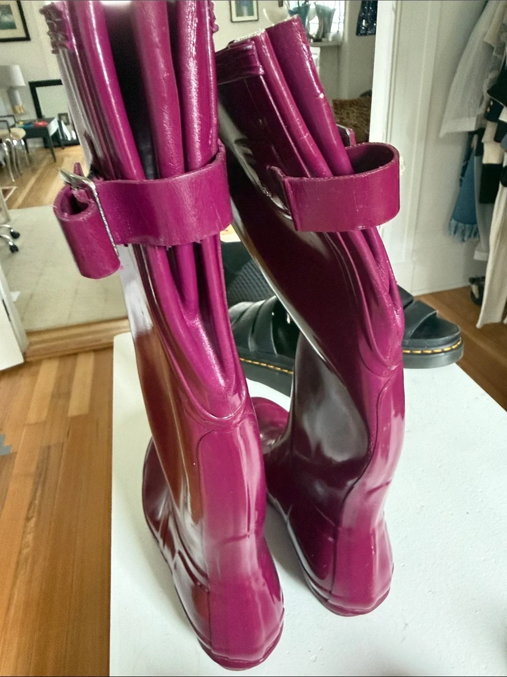 Hunter Tall Glossy Berry Rain Boots